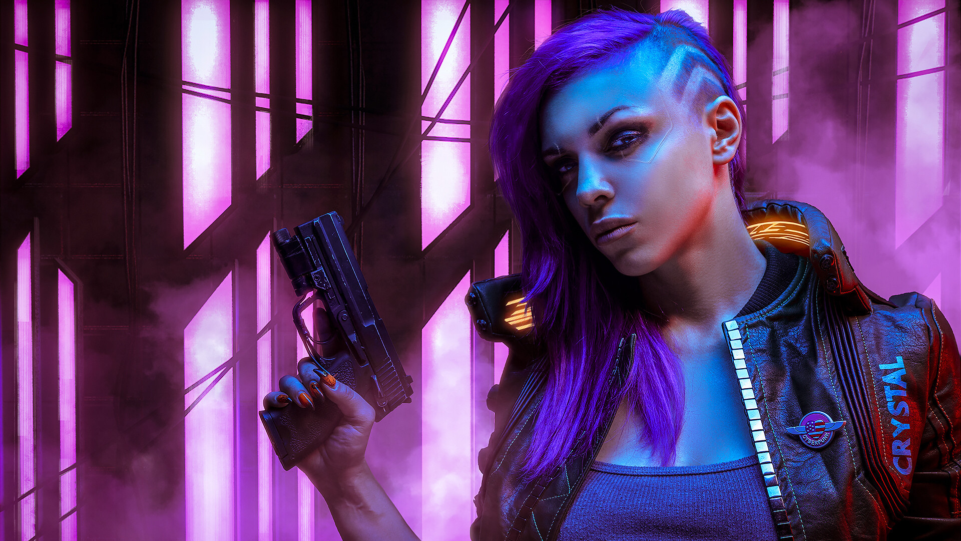 Cyberpunk 2077, Cyberpunk, Cosplay, Purpur, Veilchen. Wallpaper in 1920x1080 Resolution