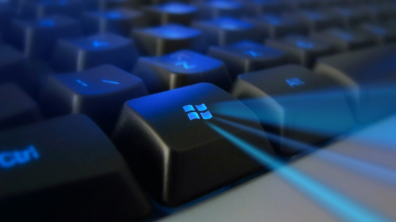 Black and Blue Computer Keyboard. Wallpaper in 1366x768 Resolution
