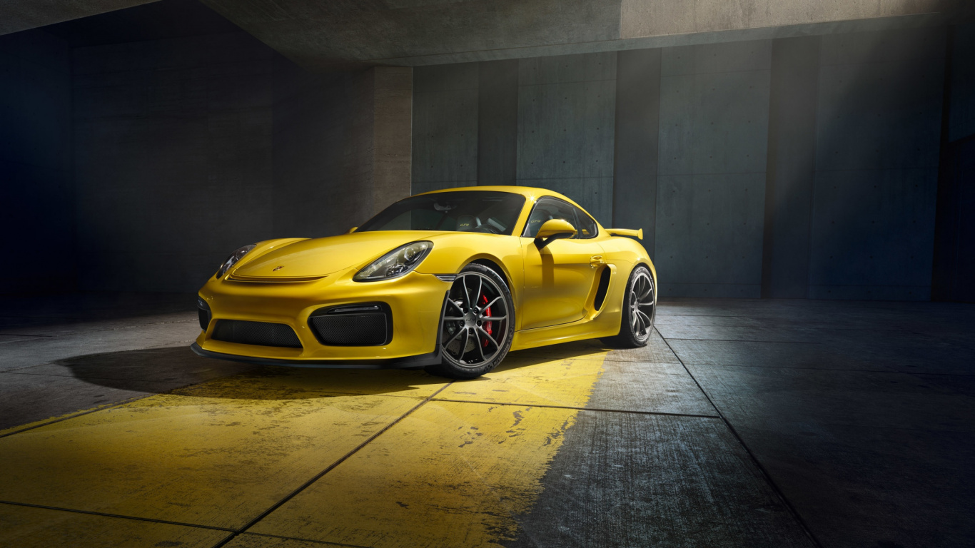 Yellow Ferrari 458 Italia Parked Near Gray Concrete Wall. Wallpaper in 1366x768 Resolution