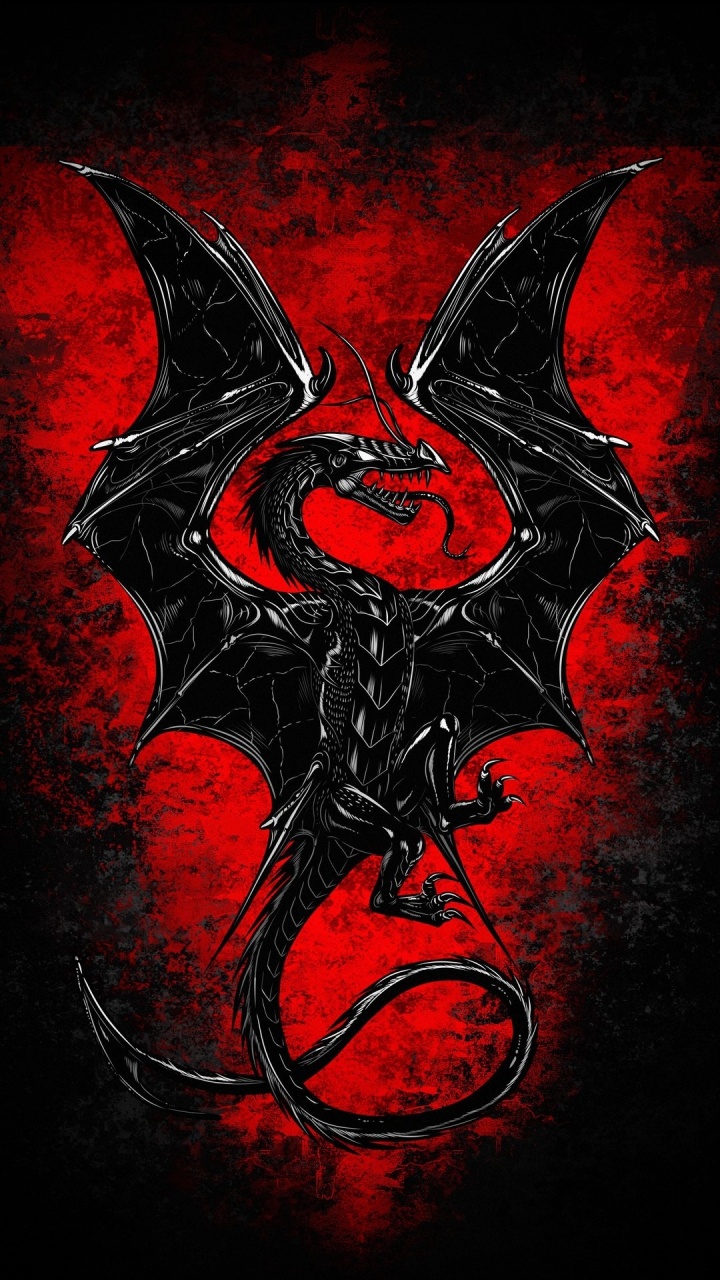 Obscurité, Dragon, Art, Cartoon, Red. Wallpaper in 720x1280 Resolution
