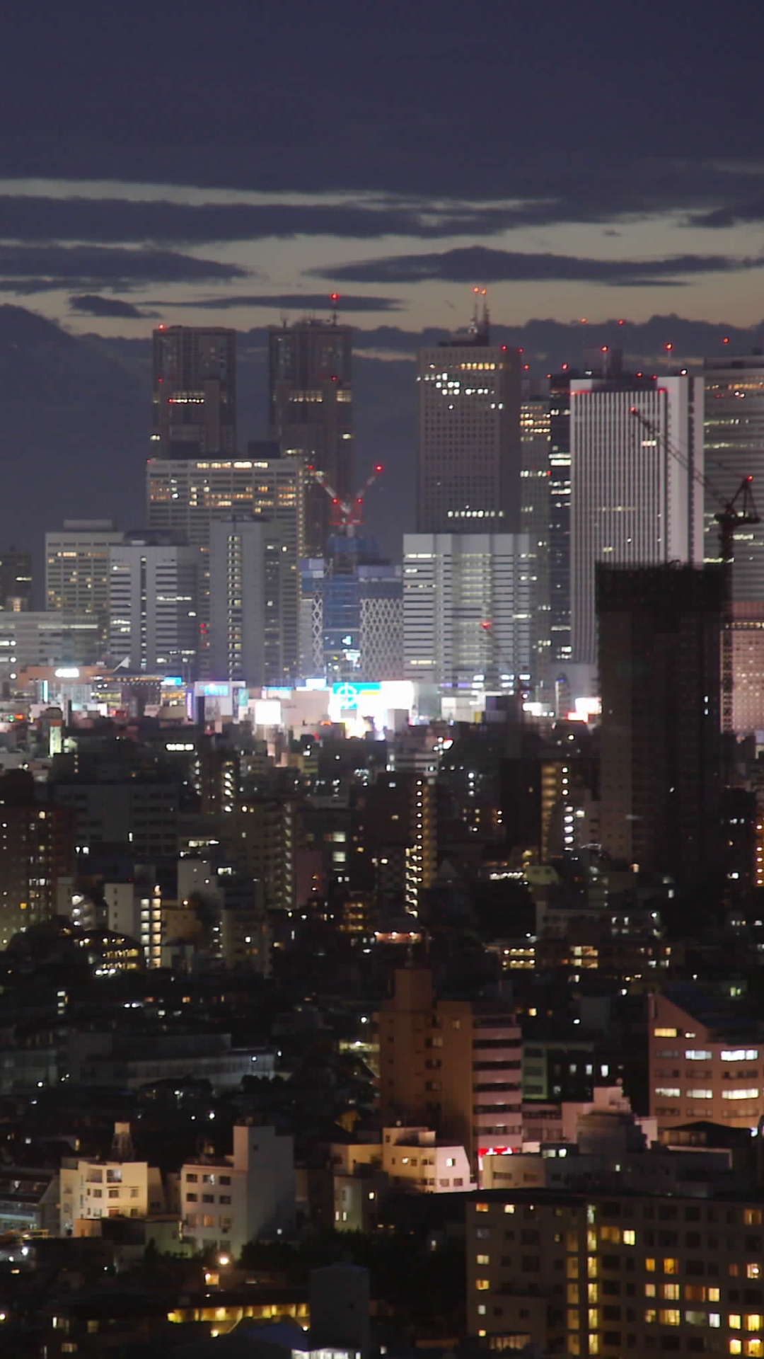 Aerial View of City Buildings During Night Time. Wallpaper in 1080x1920 Resolution