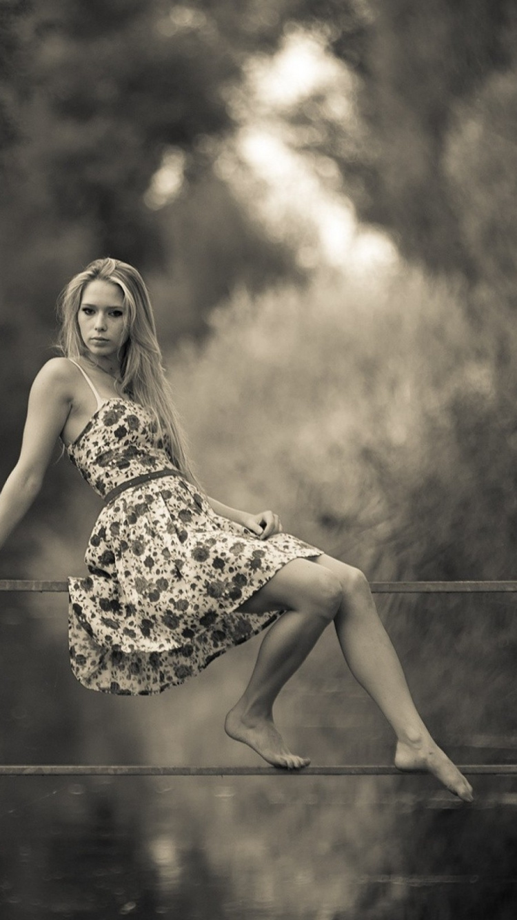 Black and White, Monochrome, Beauty, Blond, Monochrome Photography. Wallpaper in 750x1334 Resolution