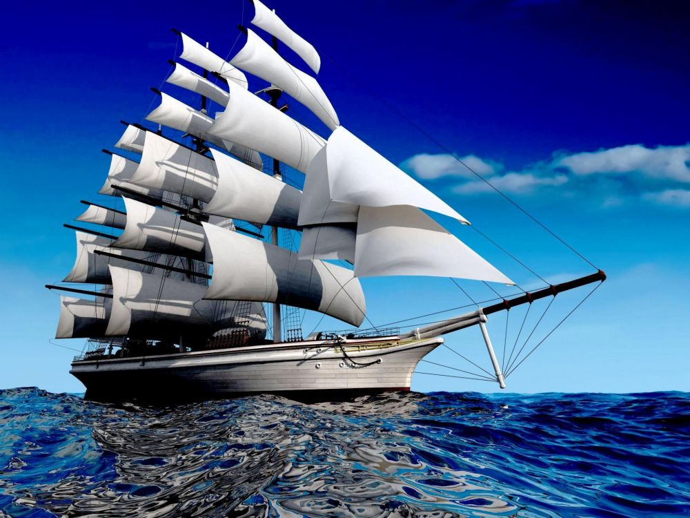 Barquentine, 高船, 扬帆, 完整的操纵的船, 帆船 壁纸 2048x1536 允许