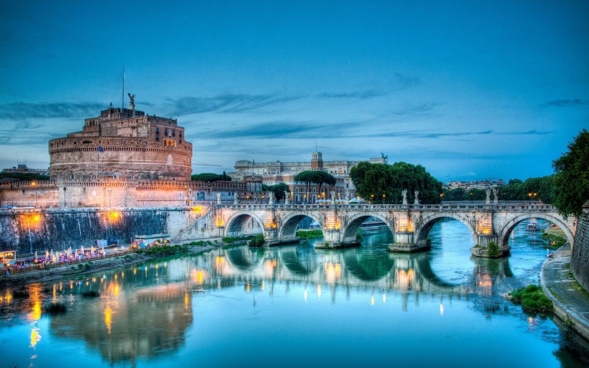 卡斯特santangelo, 反射, 里程碑, Ponte Santangelo, 城市 壁纸 2560x1600 允许