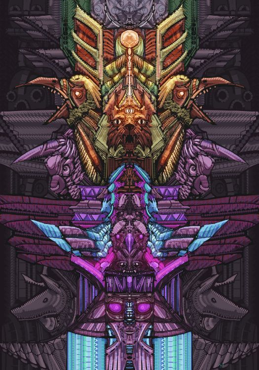 Ilustración de Dragón Púrpura y Marrón. Wallpaper in 1920x2742 Resolution