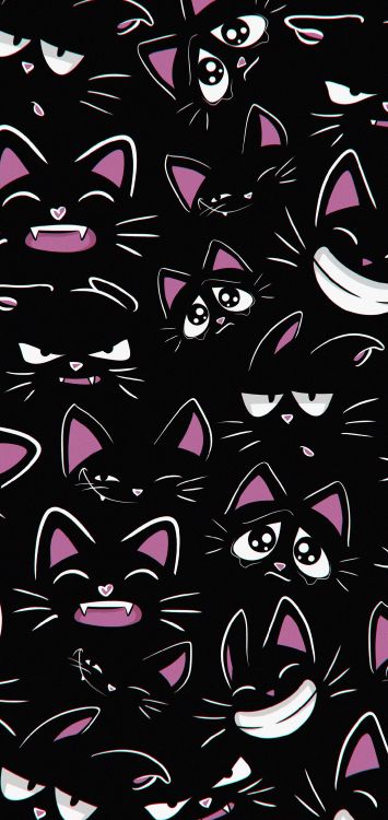 猫科, Felinae, 胡须, 图形设计, 动画 壁纸 1080x2280 允许