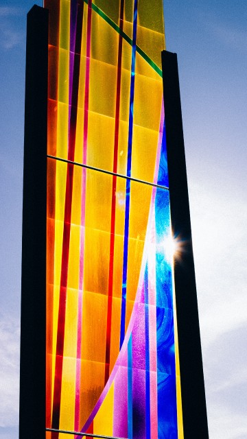 Image blue red and yellow glass