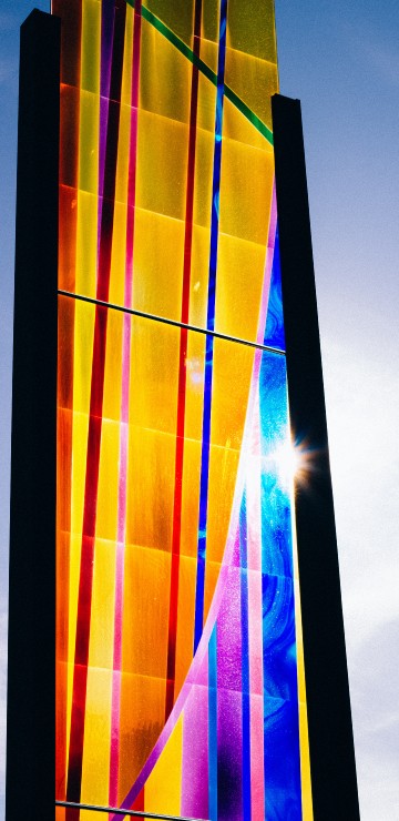 Image blue red and yellow glass
