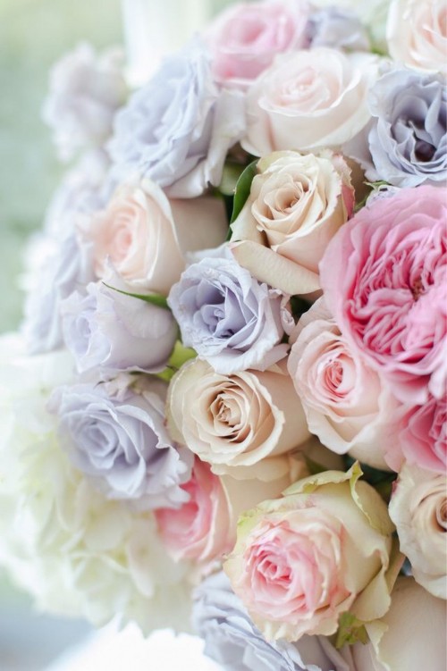 Image pink and white roses bouquet