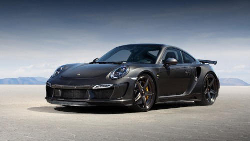 Image black porsche 911 on gray pavement