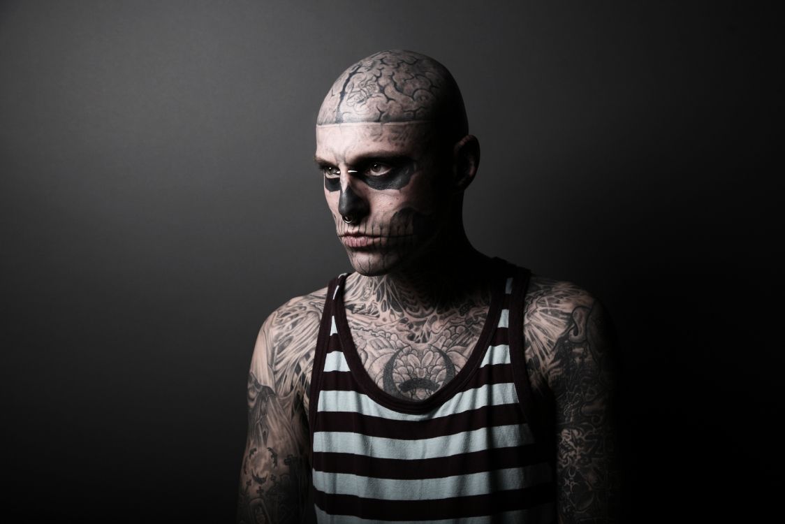 Rick Genest, Montreal, Modelo, Negro, Blanco. Wallpaper in 4368x2912 Resolution