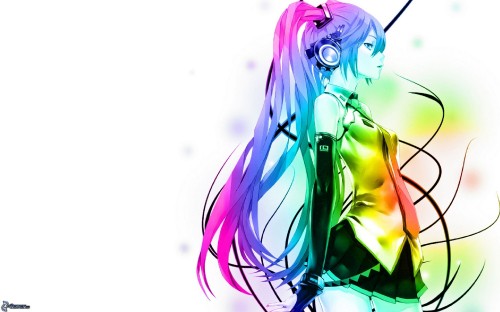 Image hatsune miku, vocaloid, Rainbow Girl, graphic design, illustration