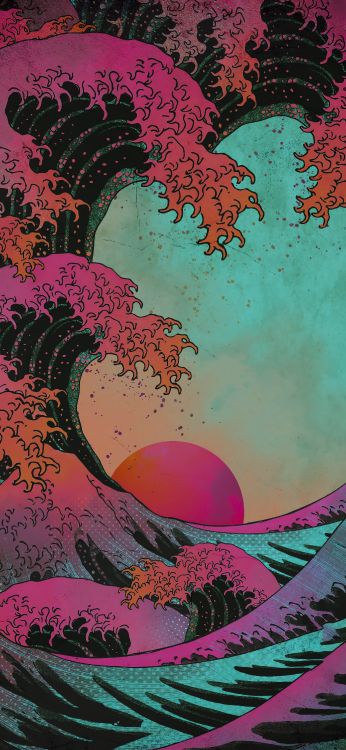 视觉艺术, 艺术, 海报, 日本艺术, 粉红色 壁纸 2774x6000 允许