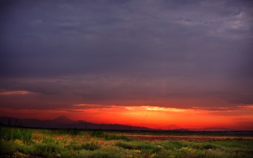 Image sunset, nature, landscape, afterglow, cloud