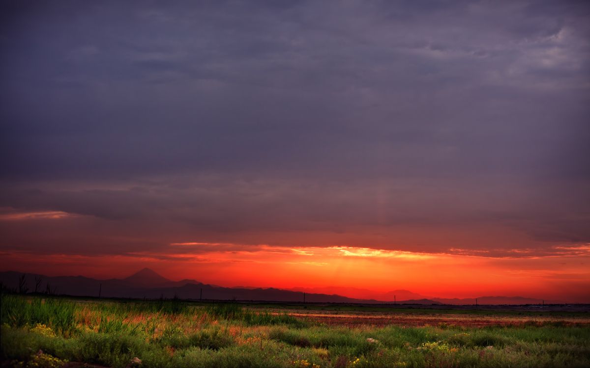 sunset, nature, landscape, afterglow, cloud