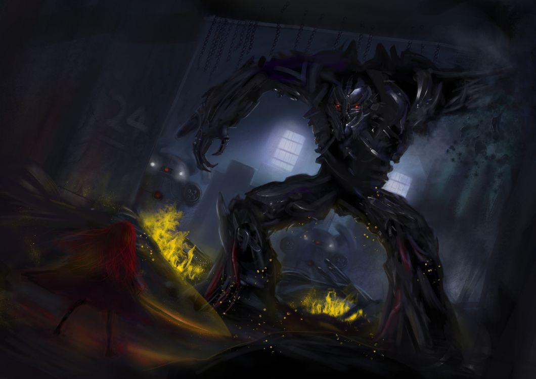 Ilustración de Robot Negro y Amarillo. Wallpaper in 3508x2480 Resolution