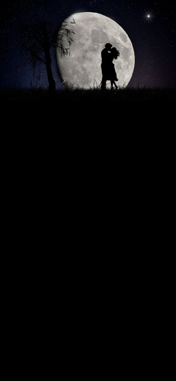 Luna, en Blanco y Negro, Luna Llena, Naturaleza, Humanos. Wallpaper in 1080x2340 Resolution