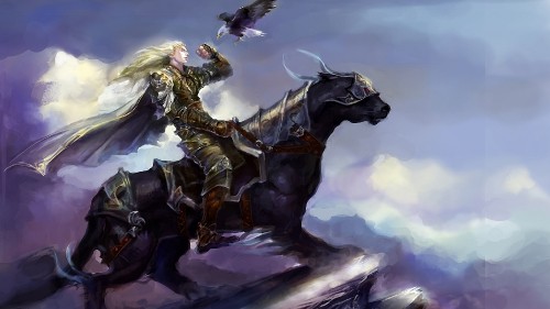 Image woman riding horse with wings illustration