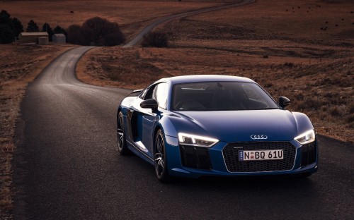 Image blue audi r 8 on road during daytime