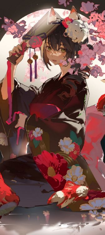 花卉设计, 卡通, 粉红色, 红色的, 艺术 壁纸 1080x2400 允许