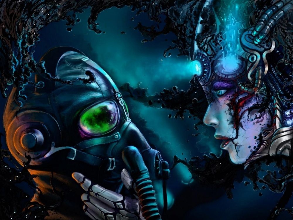 Illustration de Monstre Vert et Noir. Wallpaper in 2048x1536 Resolution