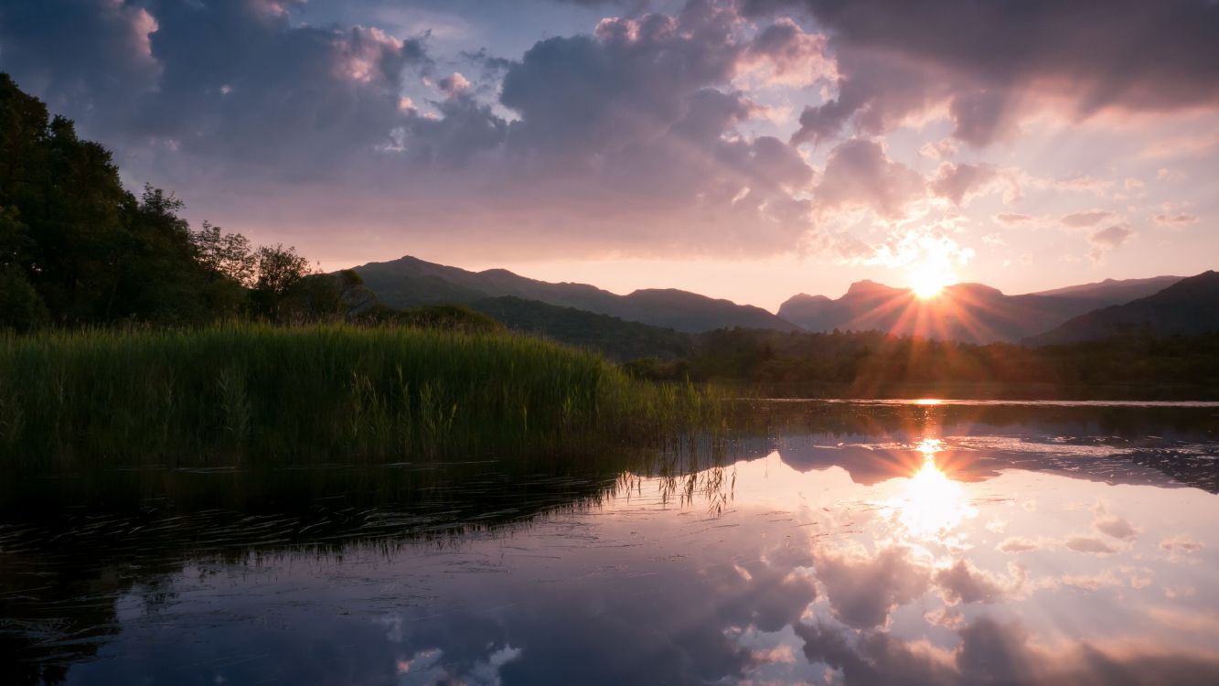 Grüne Bäume am See Unter Blauem Himmel Tagsüber. Wallpaper in 4216x2372 Resolution