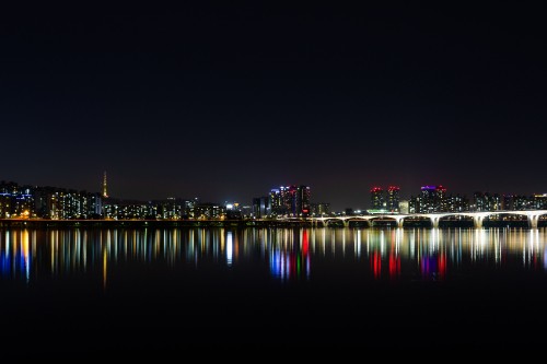 Image city skyline during night time