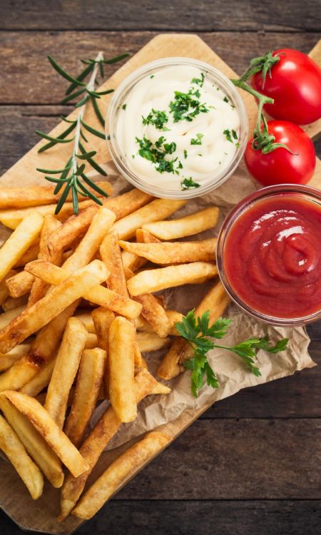 french fries, burger, french fries ketchup, frying, potato