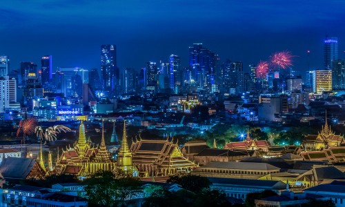 Image high rise buildings during night time