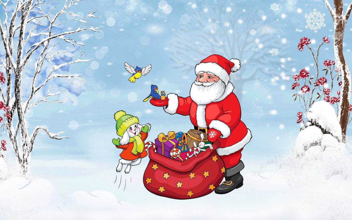 vector graphics, Santa Claus, illustration, Christmas Day, winter