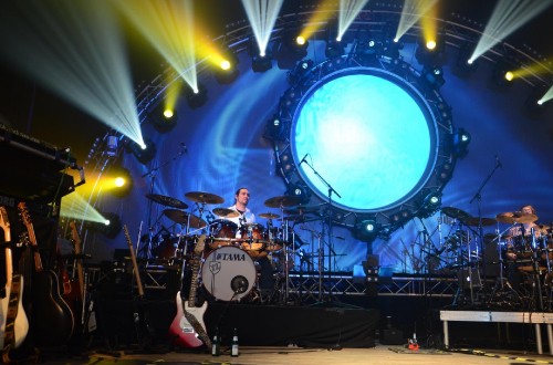 Image stage, drummer, rock concert, drum, guitar