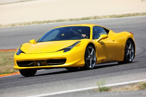 Image yellow ferrari 458 italia on road during daytime