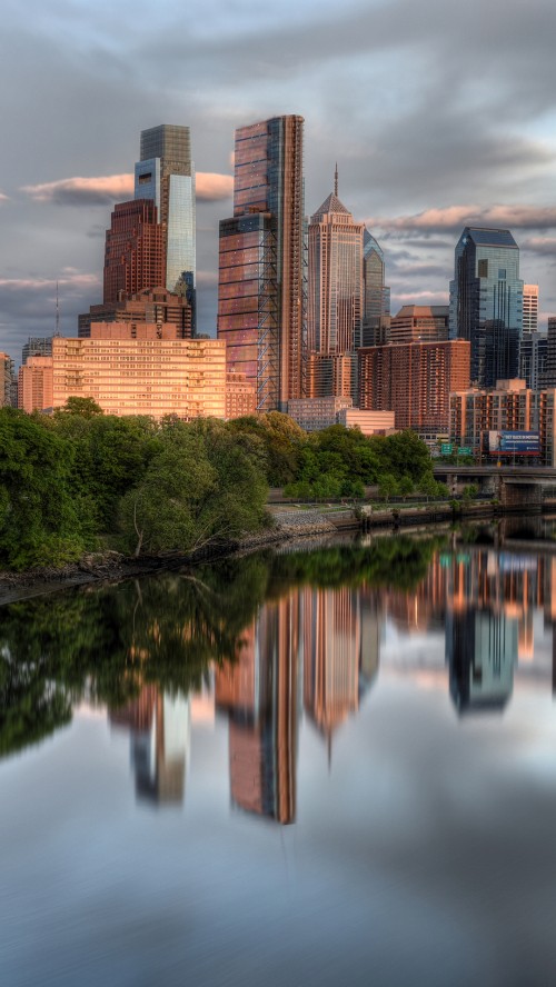 Image reflection, water, cloud, building, skyscraper