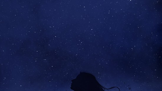 Image alone girl dark night, moonlight, night
