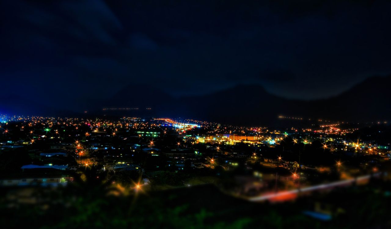 city lights during night time