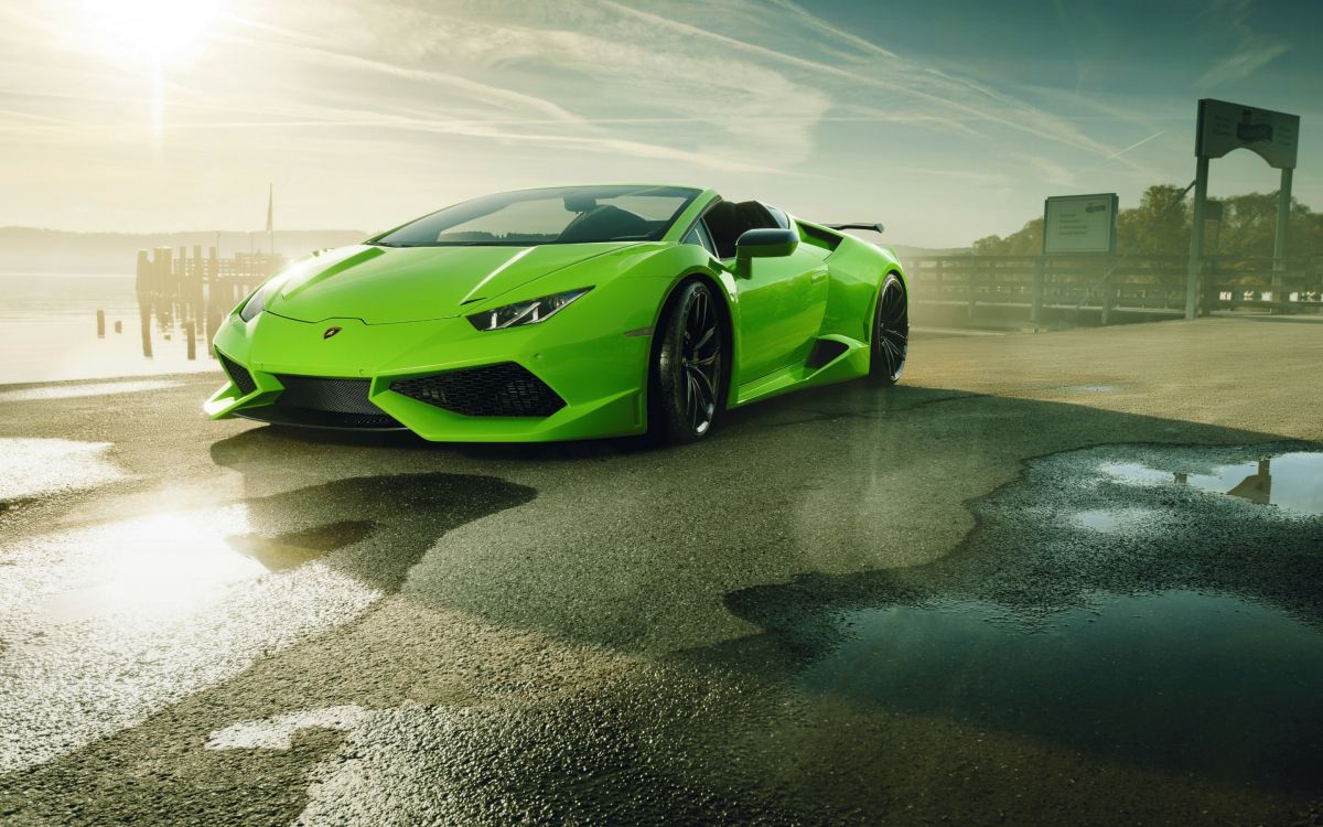 Lamborghini Aventador Verte Sur le Sable Brun Pendant la Journée. Wallpaper in 2880x1800 Resolution