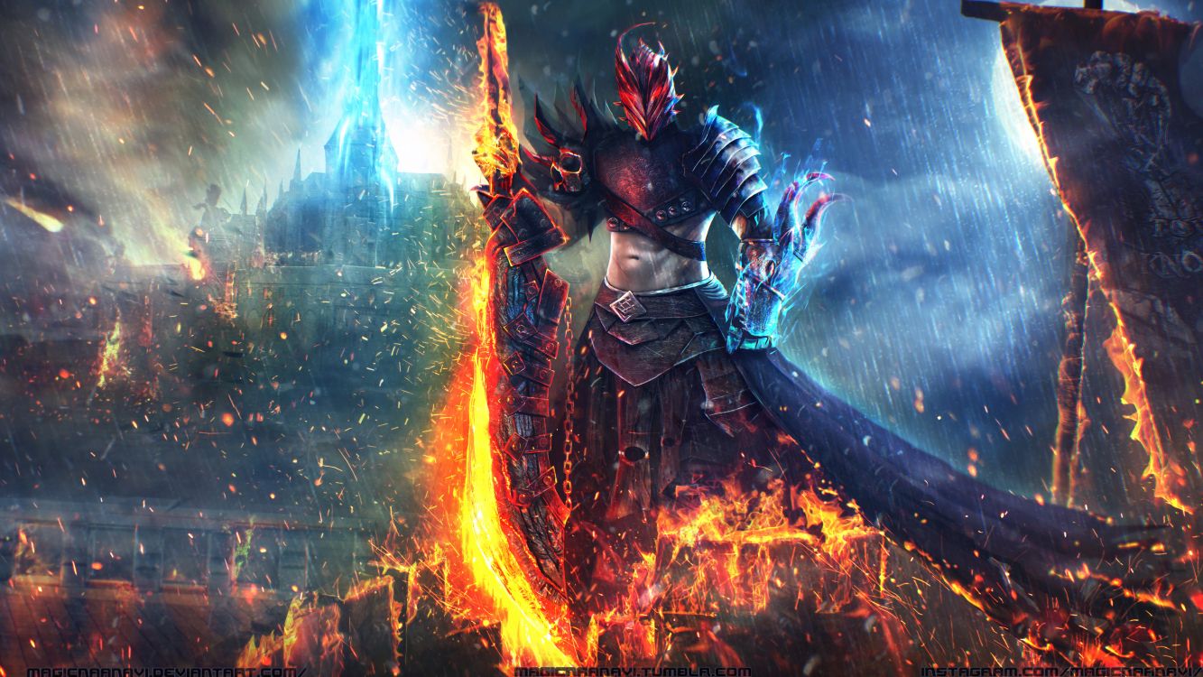 Femme en Robe Noire Tenant Une Épée Illustration. Wallpaper in 3840x2160 Resolution