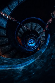 Wallpaper Black Spiral Staircase With Black Metal Railings, Background