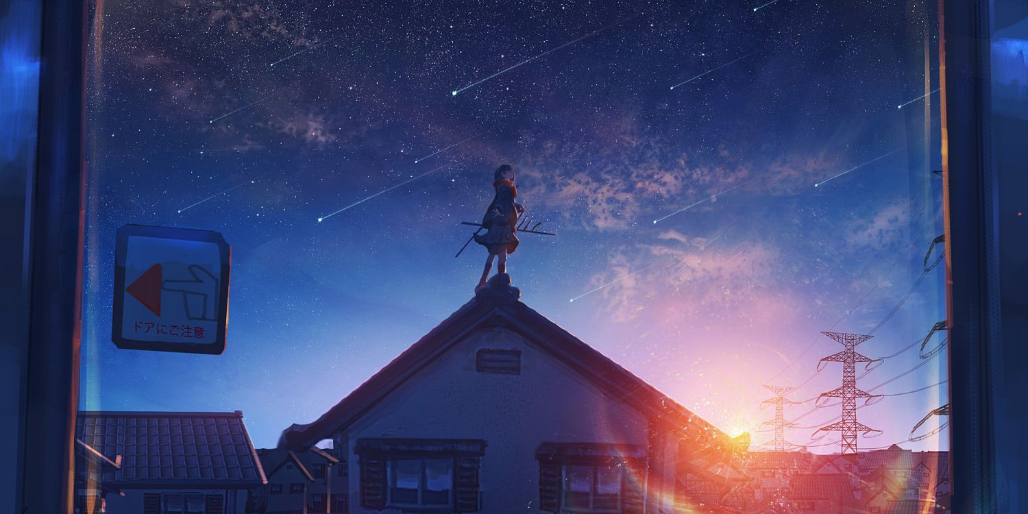 Hombre de Chaqueta Negra de Pie Sobre la Estatua de Hormigón Negro Bajo un Cielo Azul Durante la Noche. Wallpaper in 2000x1000 Resolution