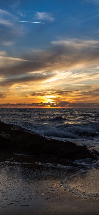 Sonnenuntergang, Smartphone, Cloud, Wasser, Atmosphäre. Wallpaper in 1080x2340 Resolution