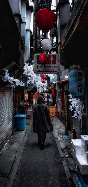 alley, road, building, infrastructure, snow