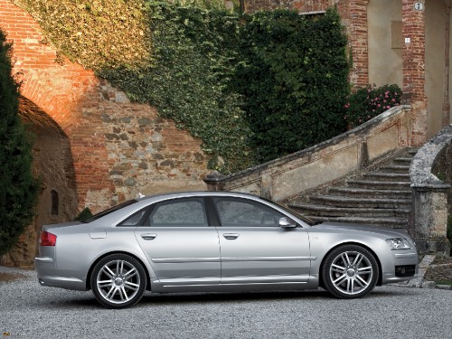 Image silver sedan parked beside green plant