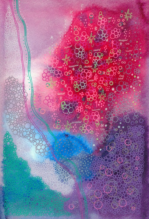 Image pink and blue abstract painting