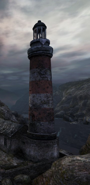 Image brown and white concrete tower on mountain