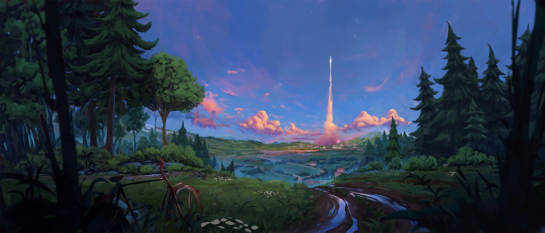 Denis Istomin Ruhig, Cloud, Natürlichen Umgebung, Naturlandschaft, Baum. Wallpaper in 2523x1080 Resolution