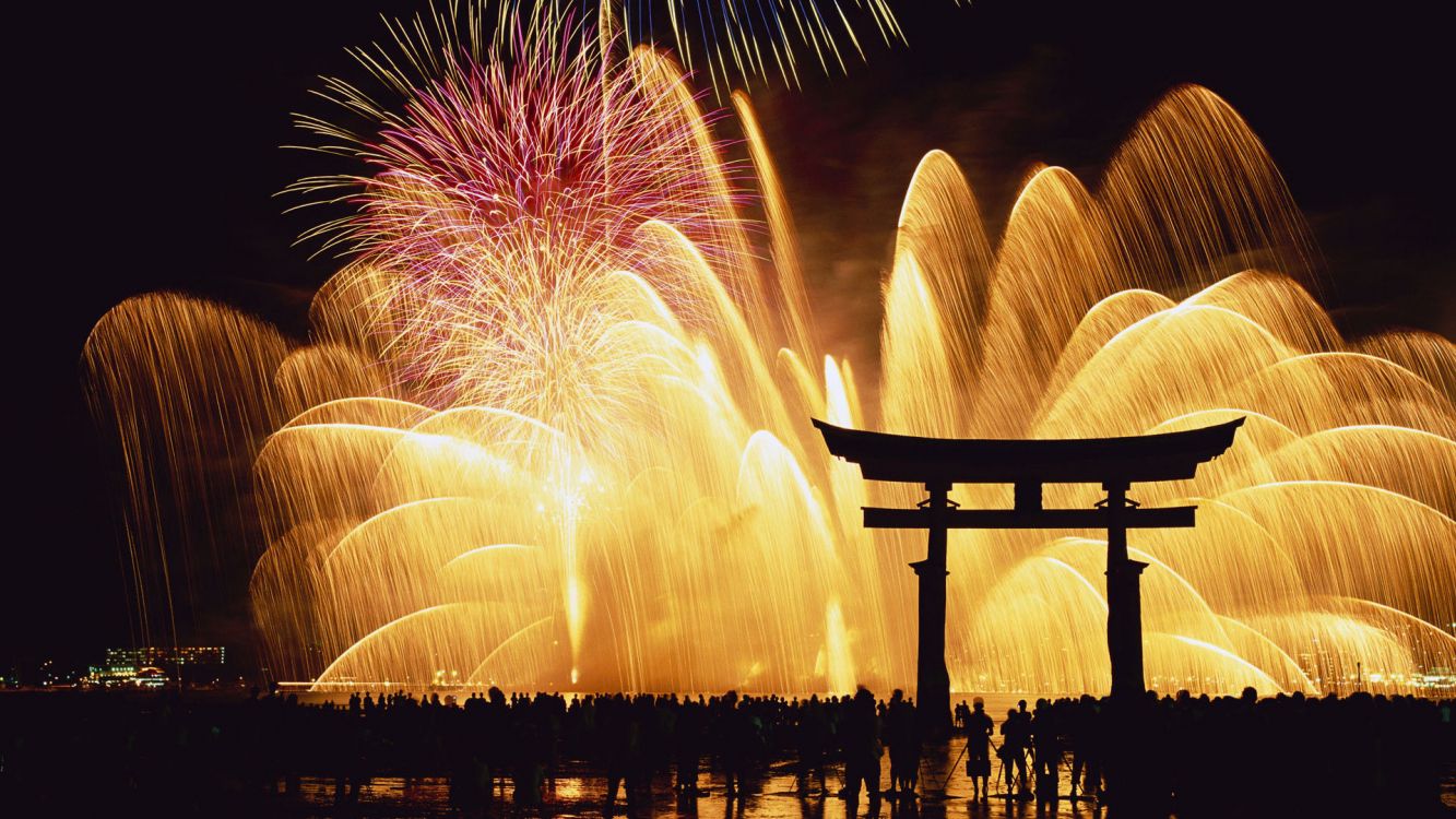 日本, 新年前夕, 新的一年, 烟花, 假日 壁纸 3840x2160 允许