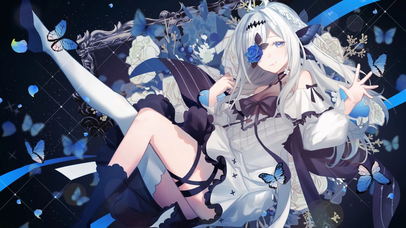 艺术, Azure, 人类的身体, 卡通, 长长的头发 壁纸 2048x1152 允许