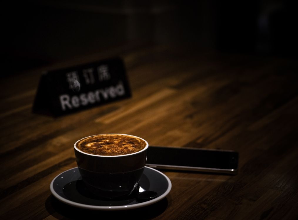 Black Ceramic Cup on Saucer. Wallpaper in 4415x3264 Resolution