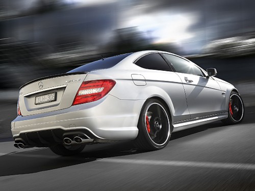 Image white mercedes benz coupe on road