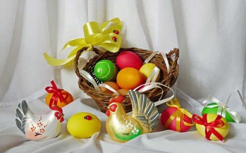 Image easter egg, gift basket, food, fruit